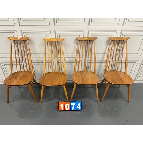 1074 - Set of 4 ercol blonde goldsmith chairs