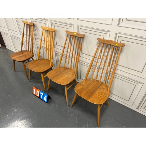 1074 - Set of 4 ercol blonde goldsmith chairs