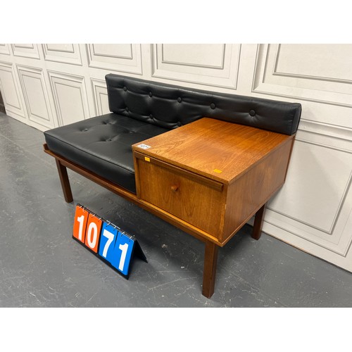 1071 - Teak mid century original chippy heath telephone seat