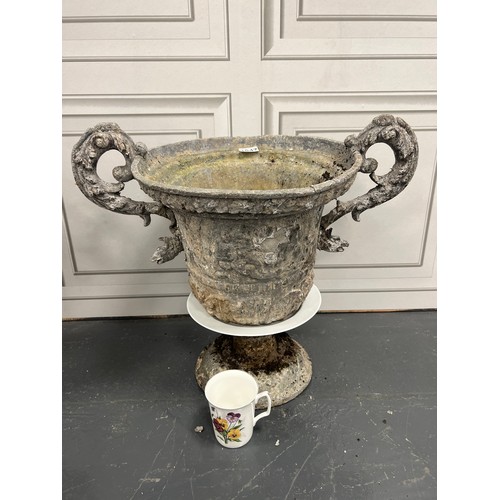 1047 - Pair of early antique lead urns a/f ( from bolsover castle auction)