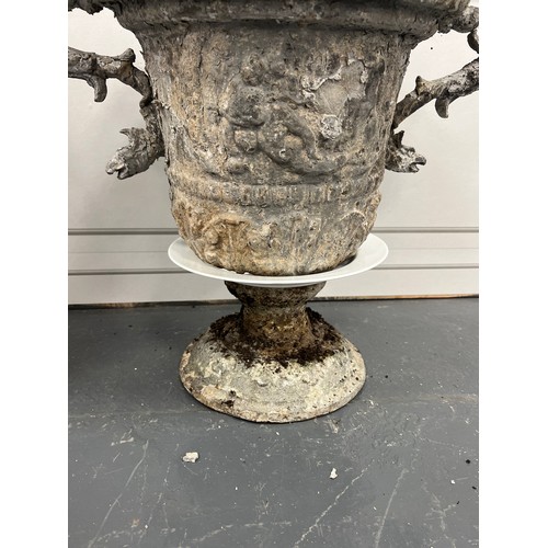 1047 - Pair of early antique lead urns a/f ( from bolsover castle auction)