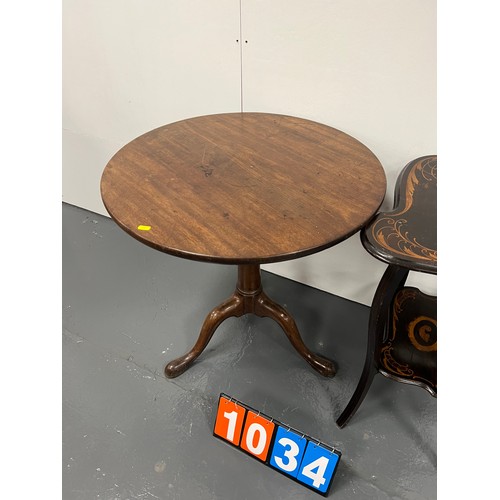 1034 - Georgian mahogany tripod table + edwardian inlaid table