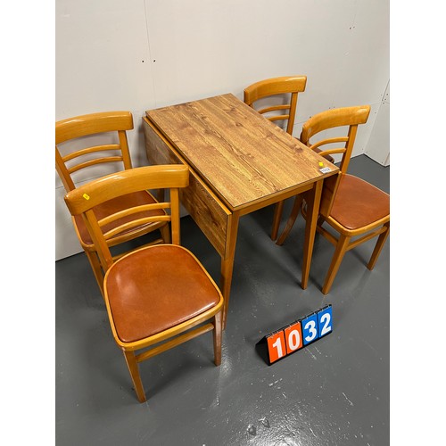 1032 - Mid century drop leaf table & 4 chairs