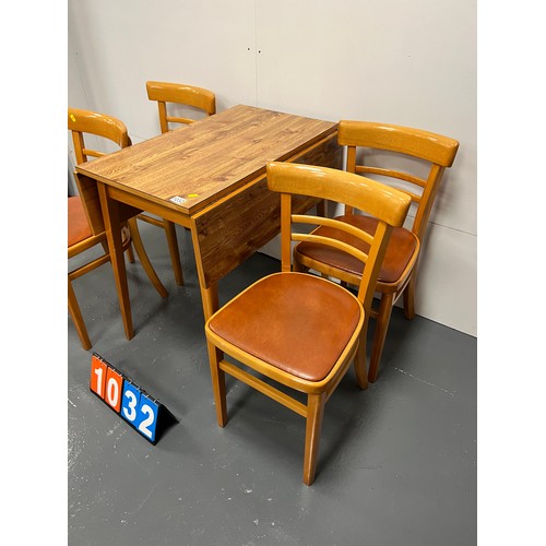 1032 - Mid century drop leaf table & 4 chairs