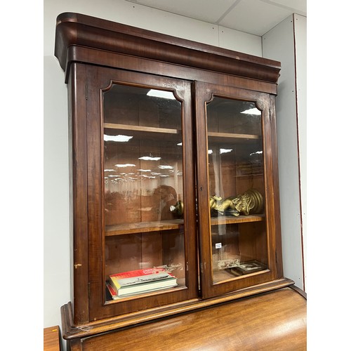 1027 - Victorian mahogany cylinder bureau bookcase