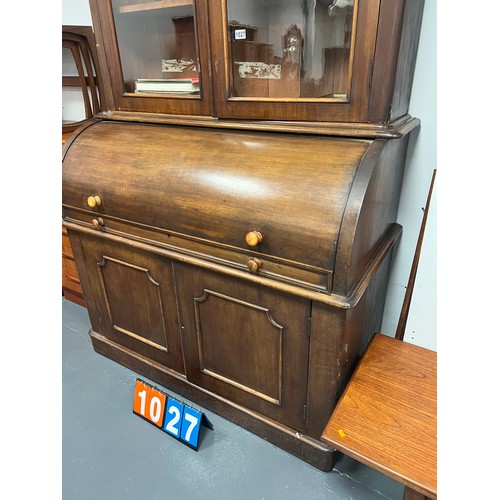 1027 - Victorian mahogany cylinder bureau bookcase