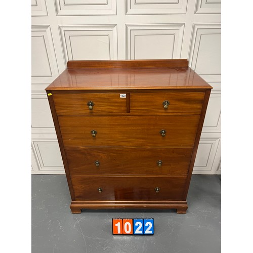 1022 - Tall edwardian mahogany 2 over 3 chest of drawers