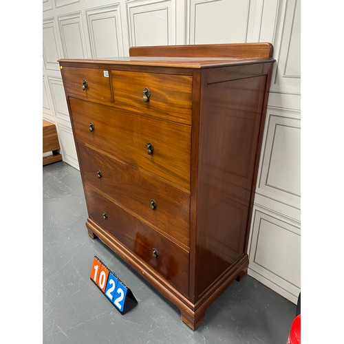 1022 - Tall edwardian mahogany 2 over 3 chest of drawers