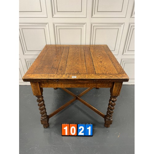 1021 - Oak barley twist drawer leaf table