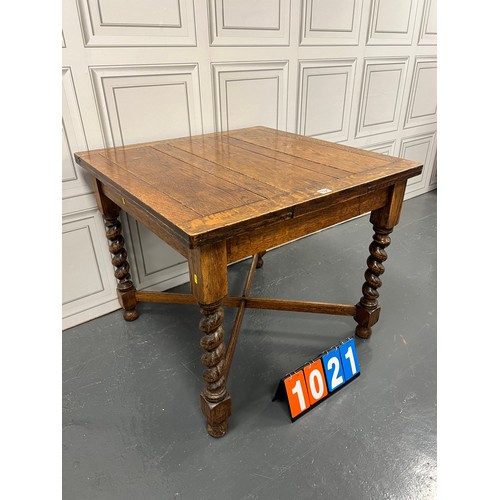 1021 - Oak barley twist drawer leaf table