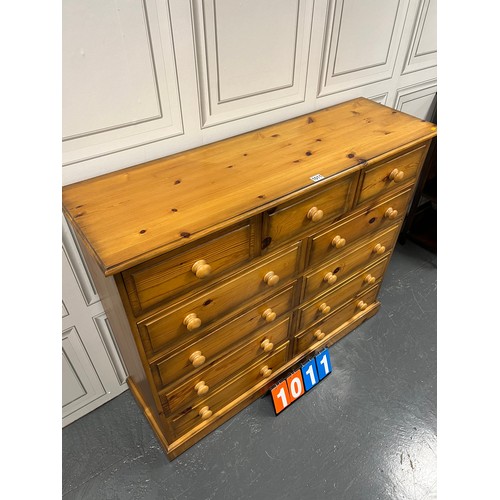 1011 - Solid pine multi drawer chest of drawers