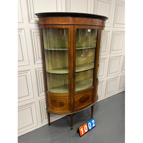 1002 - Edwardian inaid 1/2 moon display cabinet