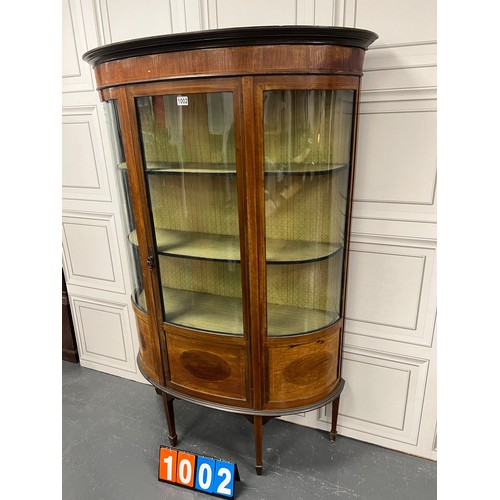 1002 - Edwardian inaid 1/2 moon display cabinet