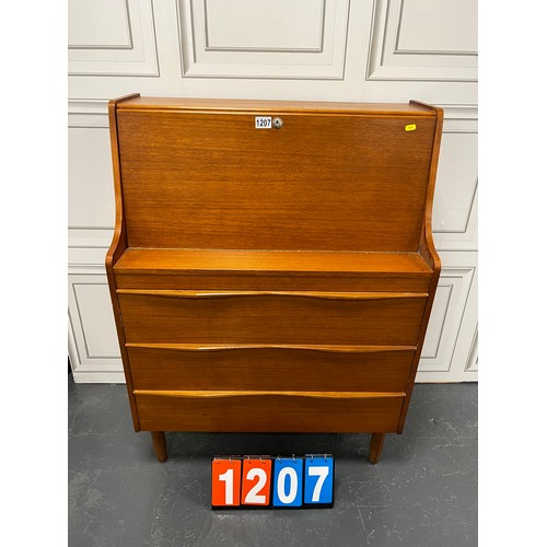 1207 - Mid century teak bureau