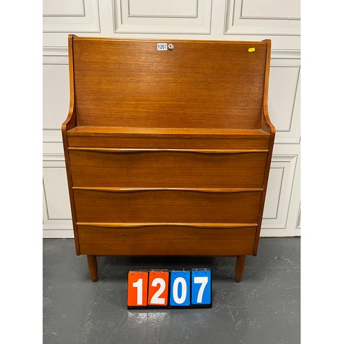 1207 - Mid century teak bureau