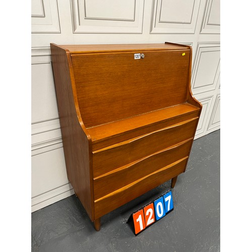 1207 - Mid century teak bureau