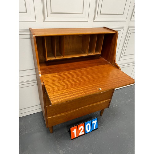 1207 - Mid century teak bureau