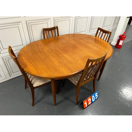 1205 - G plan mid century teak table and 4 chairs