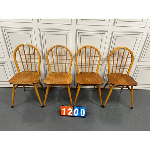 1200 - 4 Blonde ercol hoop back chairs