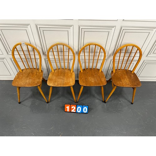 1200 - 4 Blonde ercol hoop back chairs