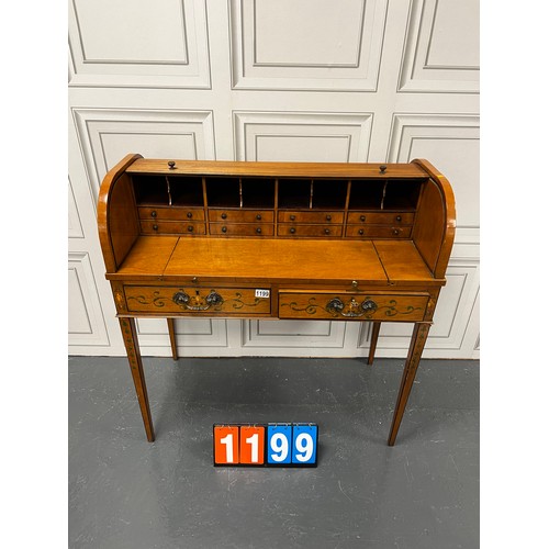 1199 - Satinwood inlaid roll top ladies desk