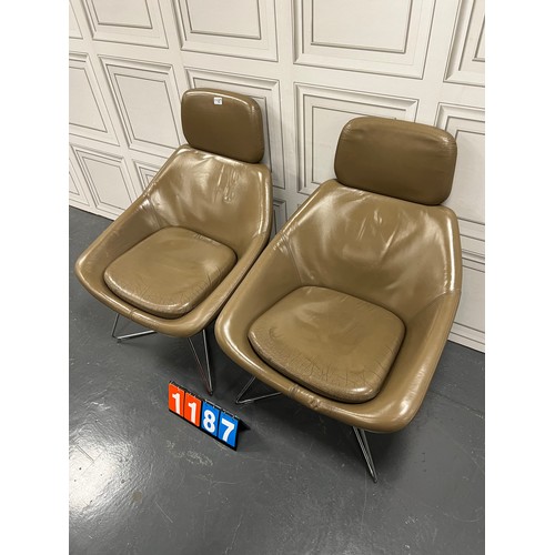 1187 - Pair of mid century chrome & leather 'allermuir ' relaxation chairs