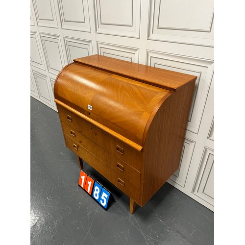 1185 - Teak mid century dome top bureau