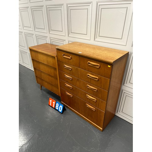 1180 - 2x Mid century chest of drawers 1 a/f