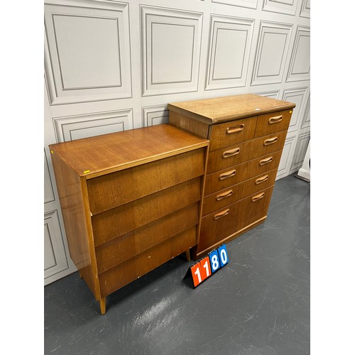 1180 - 2x Mid century chest of drawers 1 a/f