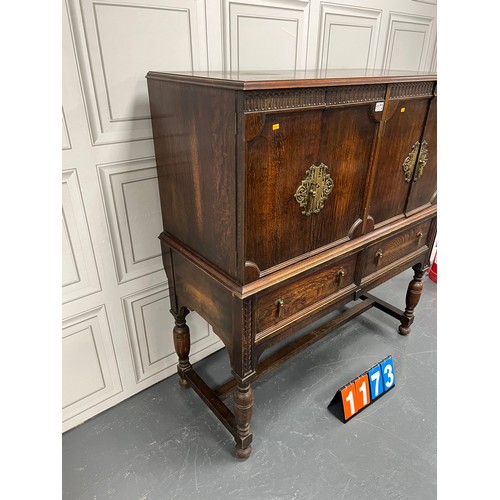 1173 - Vintage oak cocktail cabinet/ sideboard