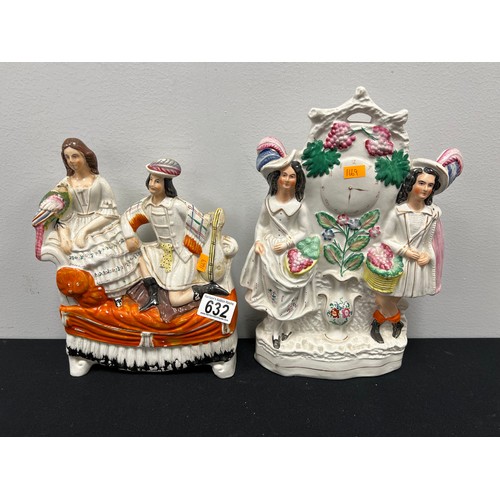 632 - 2 Victorian staffordshire flat back figures