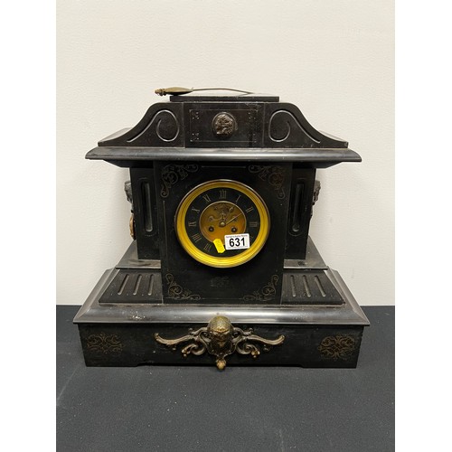 631 - Impressive large Victorian slate mantle clock