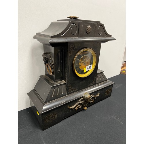 631 - Impressive large Victorian slate mantle clock