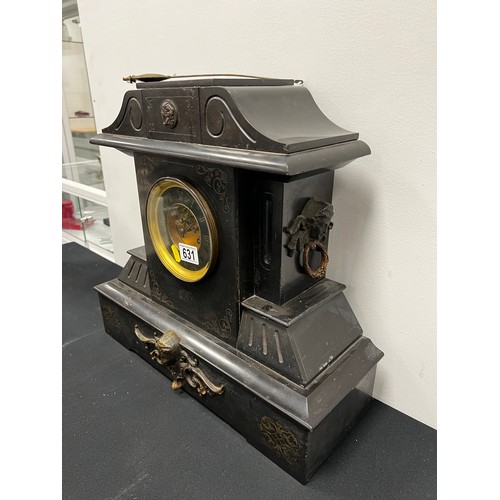 631 - Impressive large Victorian slate mantle clock