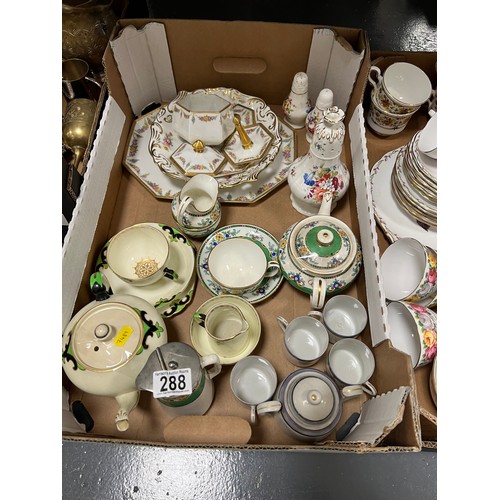 288 - Good box of victorian & later pottery inc limoge, minton etc + box of pottery