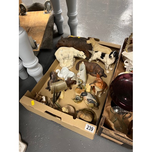 239 - 3 Boxes pottery figures etc