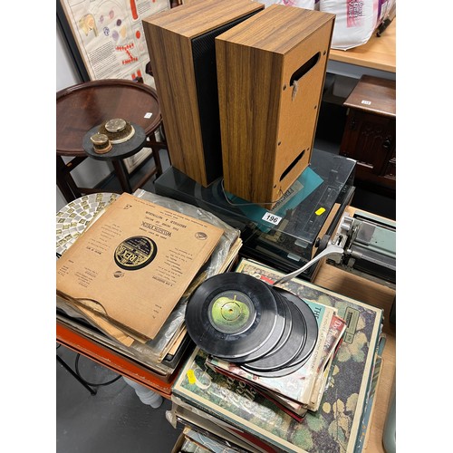 196 - Vintage furguson hifi + speakers + records