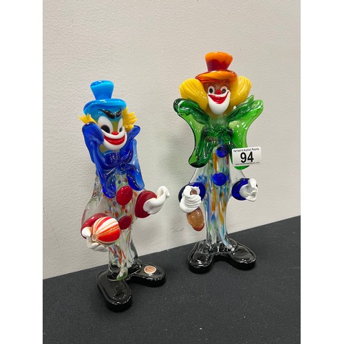 94 - 2 Murano glass clowns