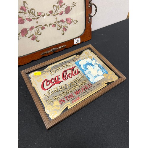 50 - Tapestry tray + coca - cola mirror