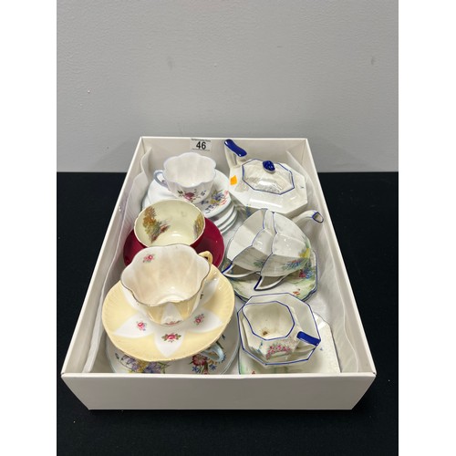 46 - Box shelley cups/ saucers tea pot