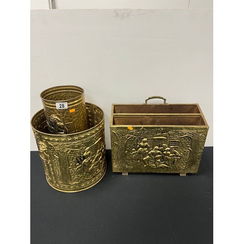 28 - Brass stick holder/ planter/ magazine rack