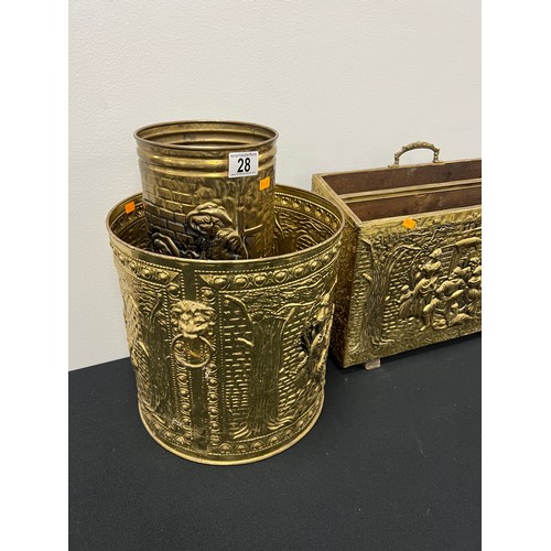 28 - Brass stick holder/ planter/ magazine rack