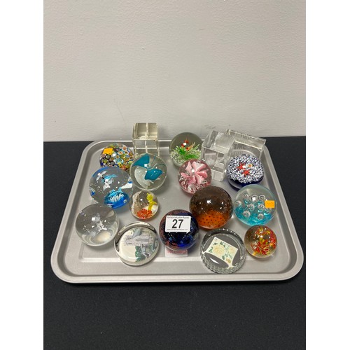 27 - Tray glass paperweights tray not inc