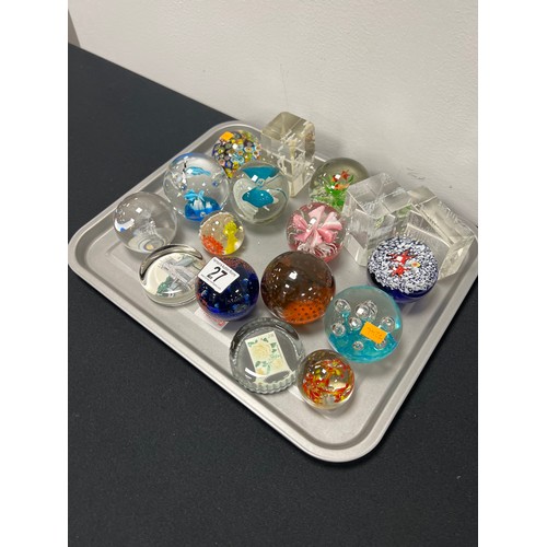 27 - Tray glass paperweights tray not inc