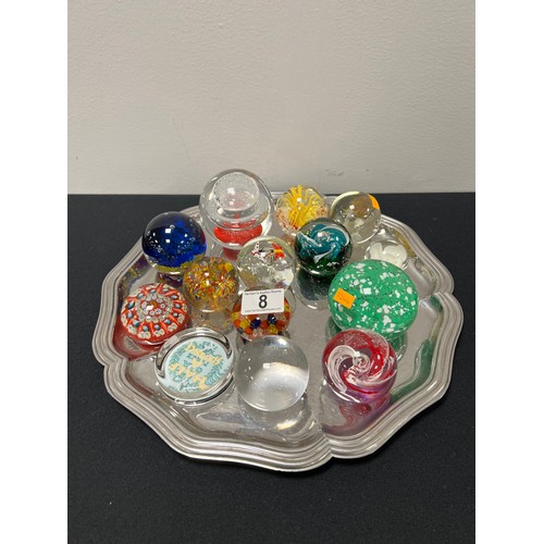 8 - Tray glass paperweights tray not inc