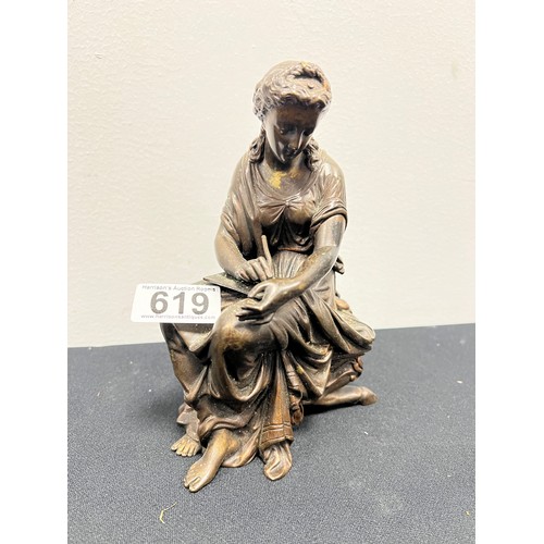 619 - Early 20th Century heavy bronze figure