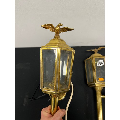 604 - Pair of early 20th century eagle wall light