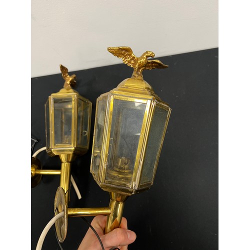 604 - Pair of early 20th century eagle wall light