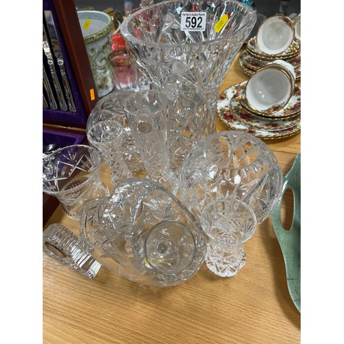 592 - Collection of good qualtity cut glass ware inc Irish crystal