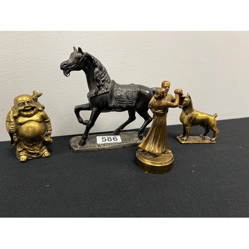 586 - Collection early 20th century brass & spelter figures